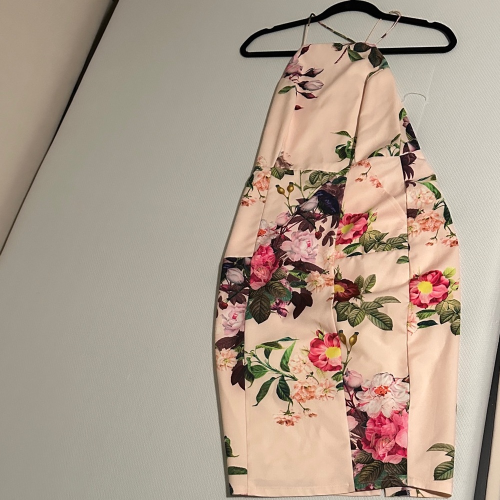 REVOLVE Backless Floral Dress in Cream and Pink